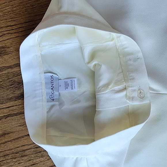 Gantos High Wasted Pleated Wide Straight Leg Trousers Vintage Ivory Off White 12 - Picture 2 of 16